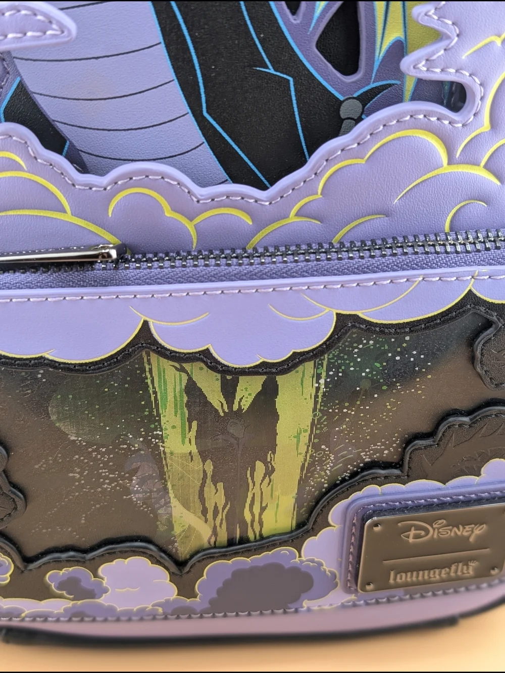 Loungefly Maleficent Dragon Lenticular Glow‑in‑the‑Dark Mini Backpack NWT